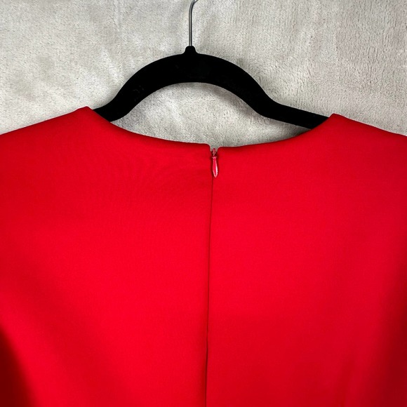 Calvin Klein Dress Womens 10 Red Black Floral Velvet Scuba Mini Office Party - Picture 6 of 13